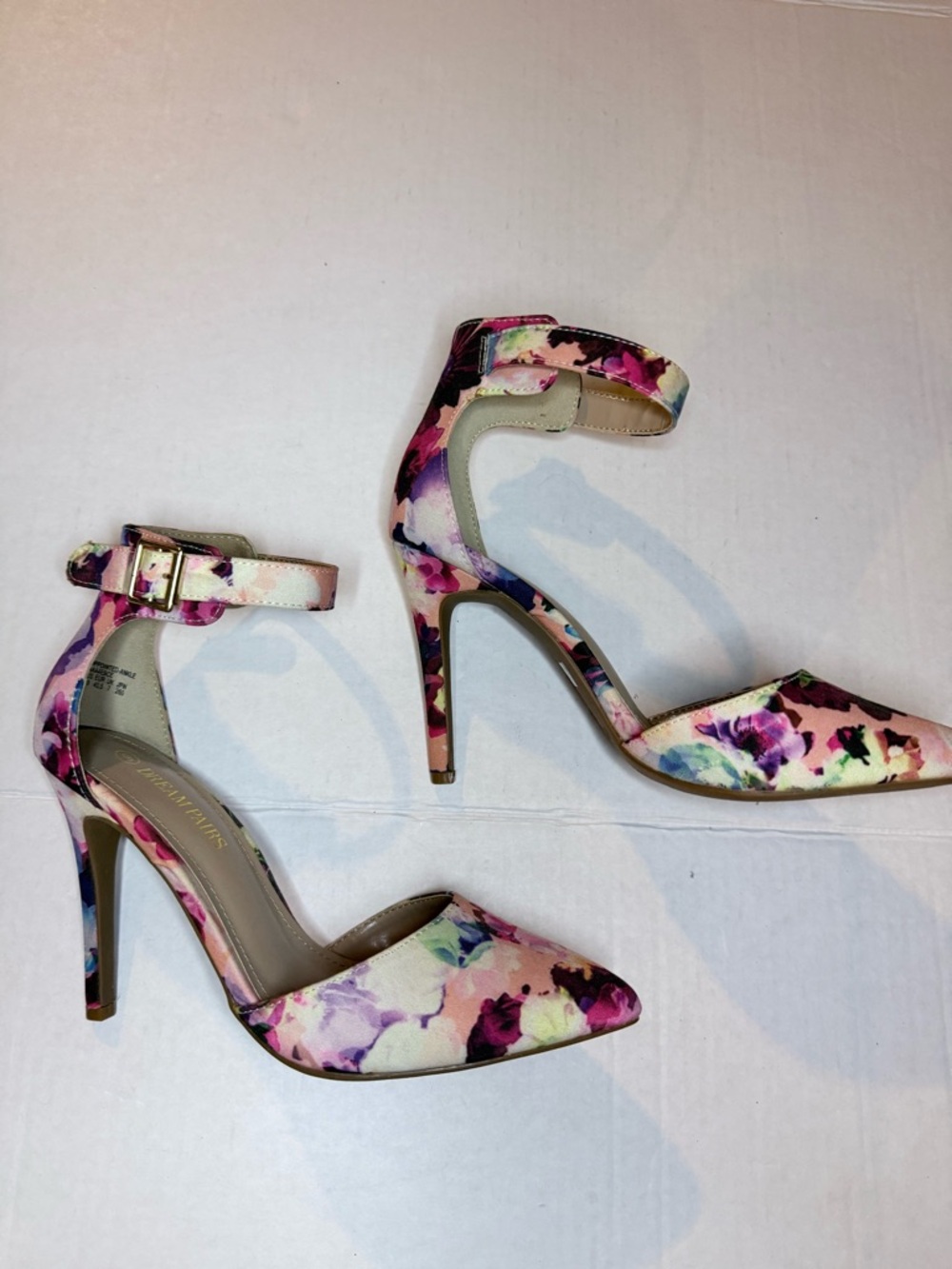 Dream Pairs Multicolor Floral Pointed-Toe Ankle-Strap Heels - Picture 3 of 8